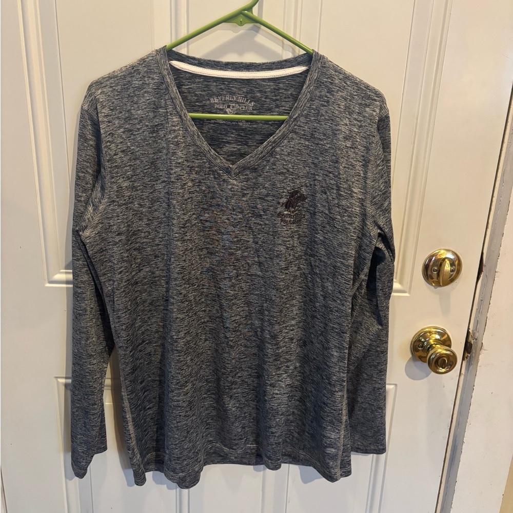 Beverly Hills Polo Club Heather Gray V-Neck Shirt